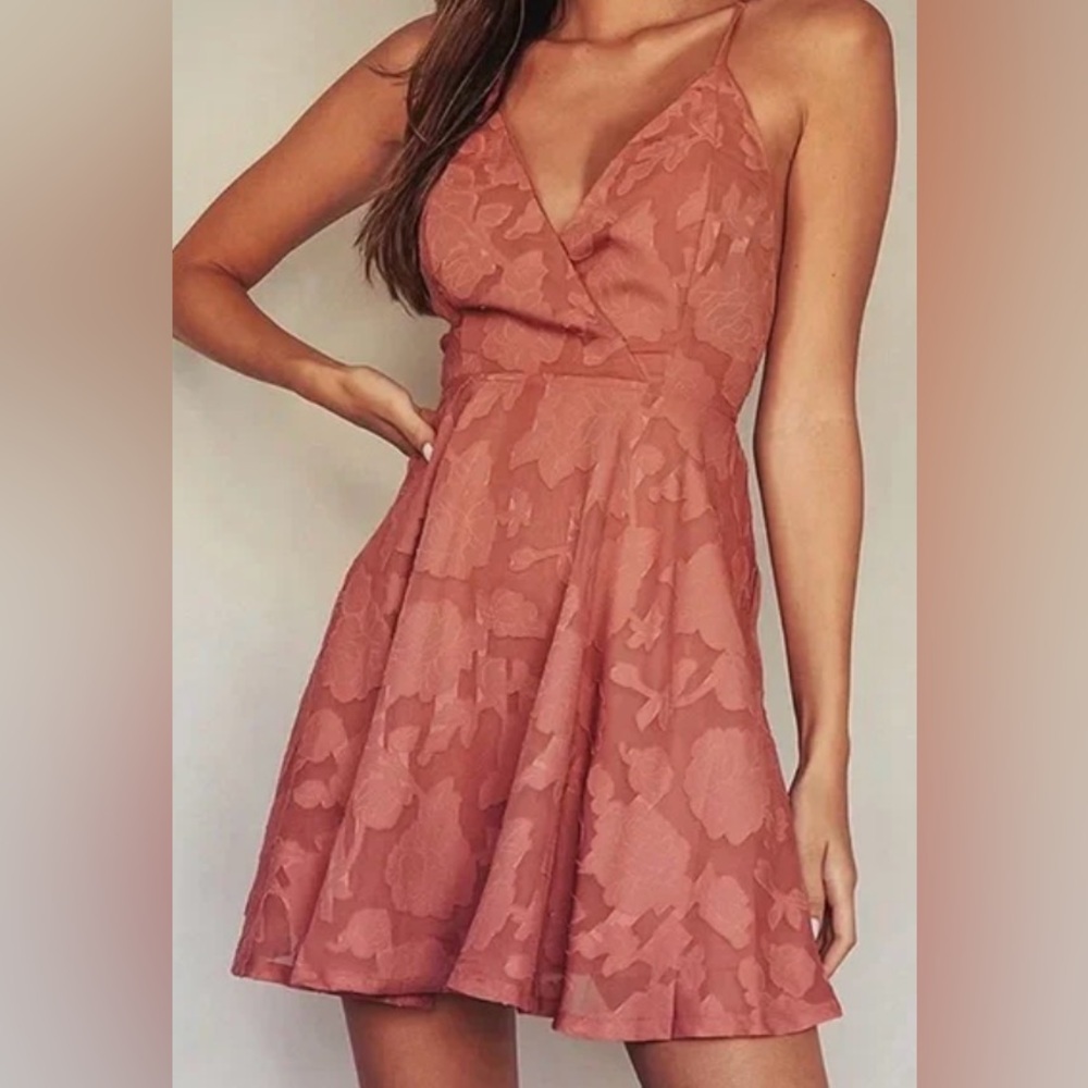 Lulu's Blush Lace Mini Dress